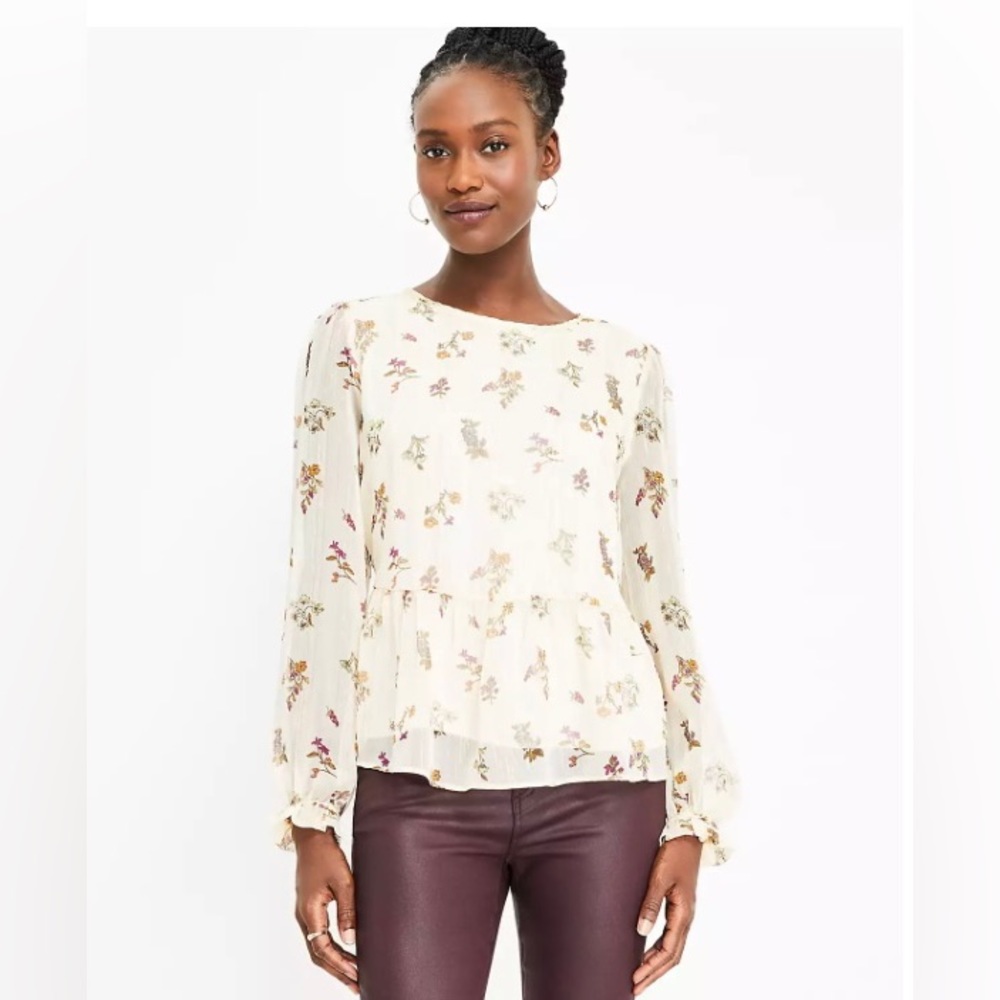 LOFT Cream Floral Blouse